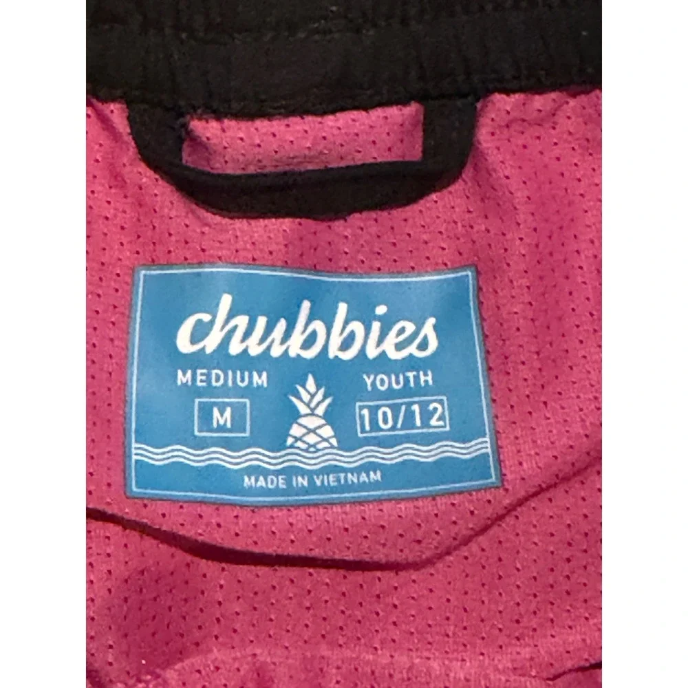 Chubbies Youth Boys Swim Trunks Black Pineapple Logo Mesh Lined Size M 10/12
